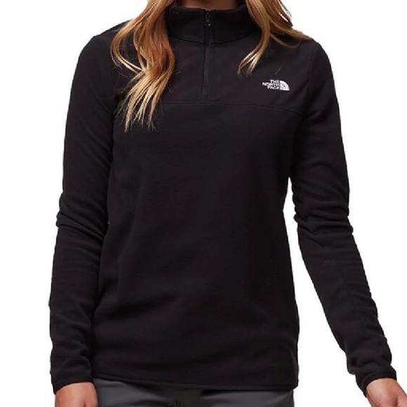 The North Face Tops - The North Face Women's Small Black Fleece Half Zip Jacket With Embroidered Logo